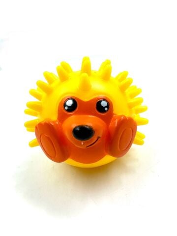 Sesli Kirpi Top Köpek Oyuncağı - Diş Kaşıma 8x7cm (Sarı)