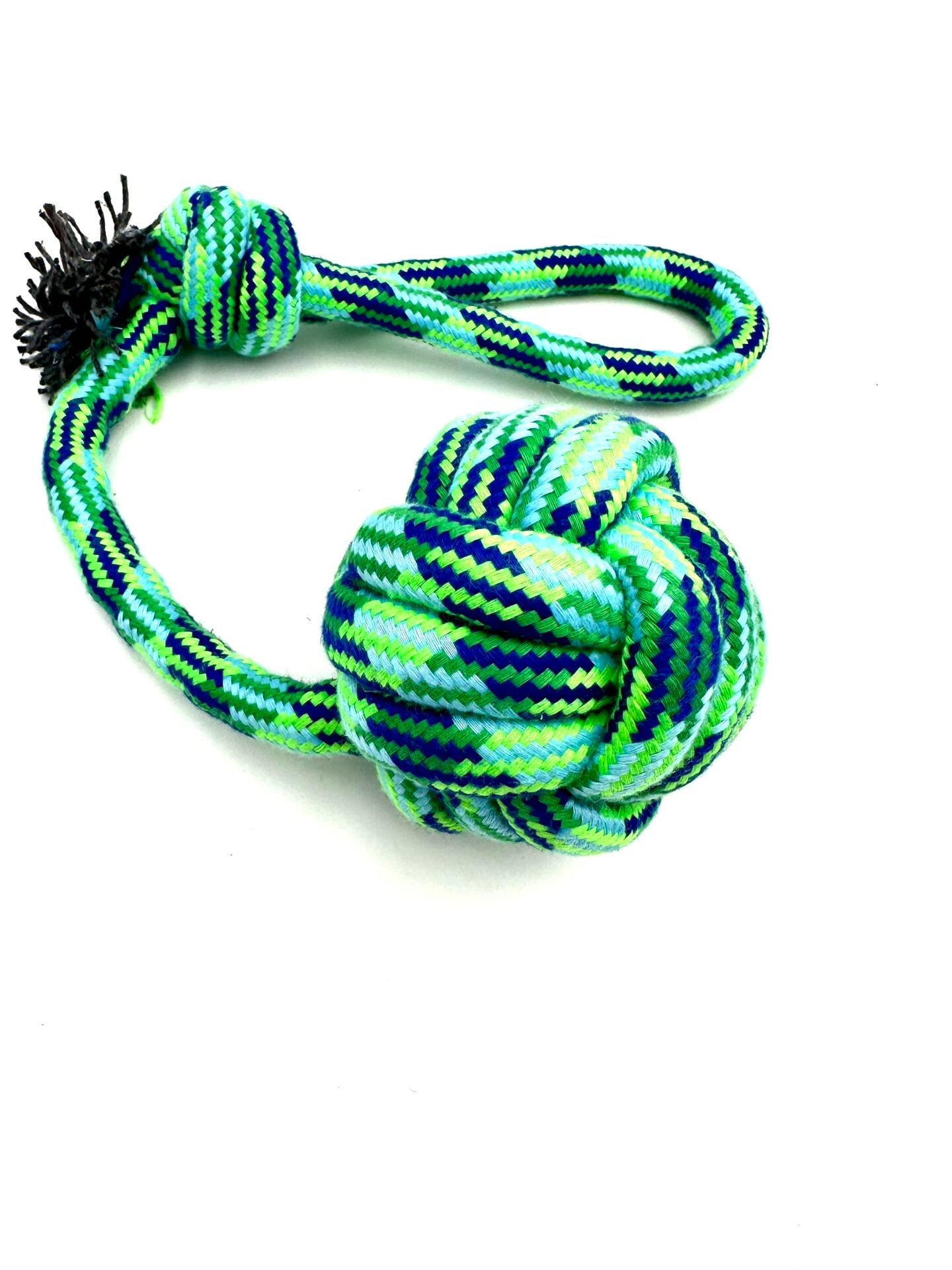 Tutma Kulplu Köpek Çekiştirme Topu - Halat 9cm (Yeşil)