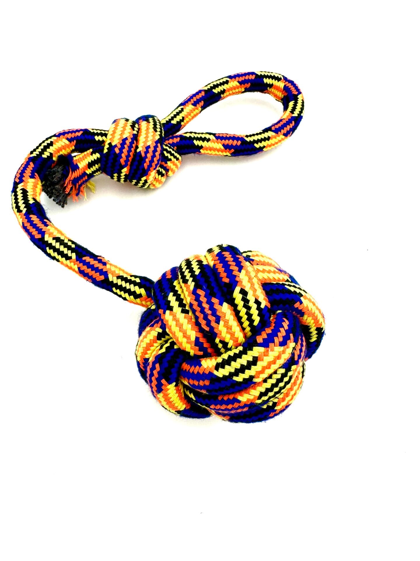 Tutma Kulplu Köpek Çekiştirme Topu - Halat 9cm (Turuncu)