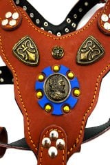 Özel Tasarım Antik Görünümlü Deri Köpek Göğüs Tasması