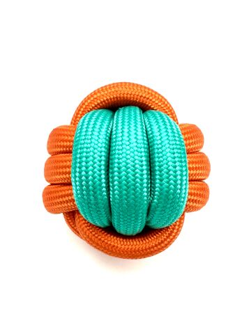 Halat Köpek Oyun Topu - Dayanıklı 7cm (Turuncu-Yeşil)