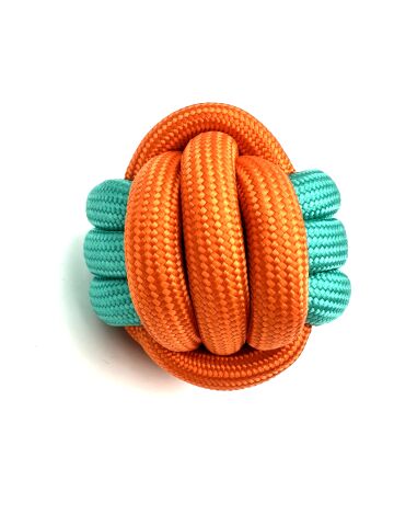 Halat Köpek Oyun Topu - Dayanıklı 7cm (Turuncu-Yeşil)
