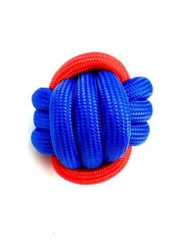 Halat Köpek Oyun Topu - Dayanıklı 7cm (Kırmızı-Lacivert)