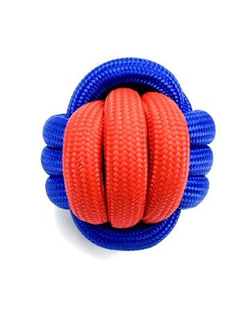 Halat Köpek Oyun Topu - Dayanıklı 7cm (Kırmızı-Lacivert)