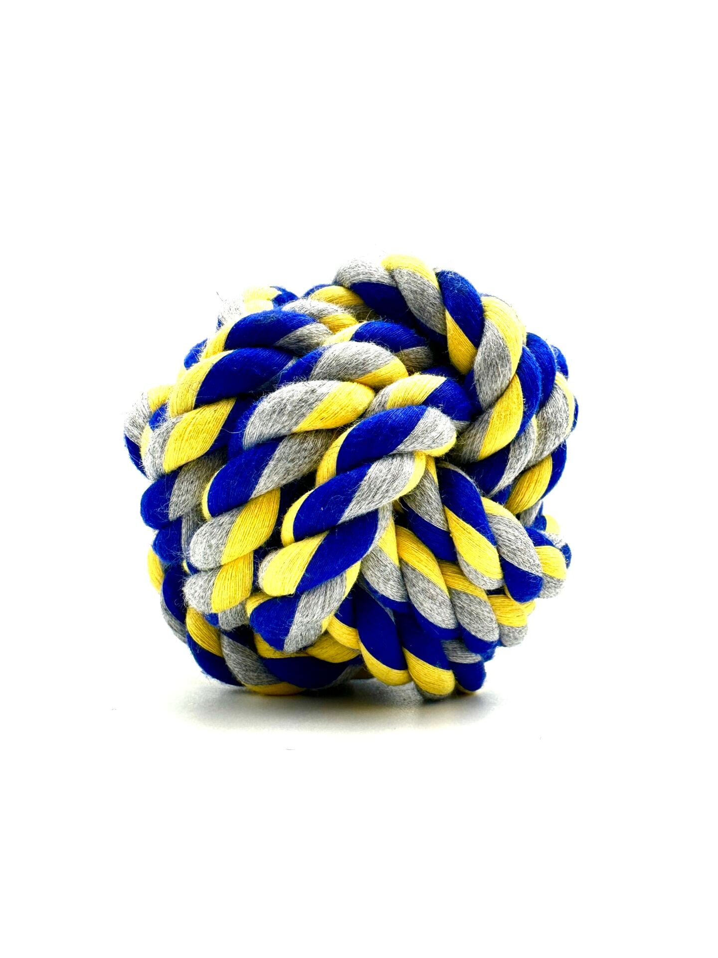 Halat Köpek Oyun Topu - Dayanıklı 9cm (Mavi-Sarı)