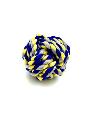 Halat Köpek Oyun Topu - Dayanıklı 9cm (Mavi-Sarı)