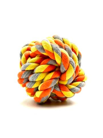 Halat Köpek Oyun Topu - Dayanıklı 9cm (Turuncu-Sarı)