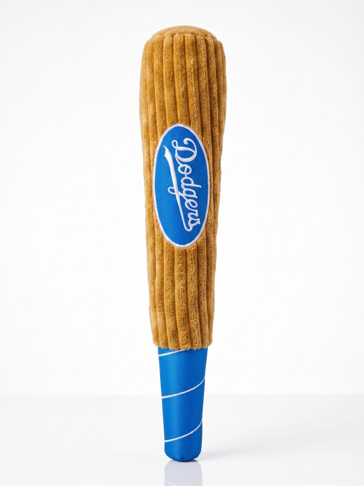 Sesli Peluş Beyzbol Sopası Köpek Oyuncağı - 42 cm (Kahverengi-Mavi)
