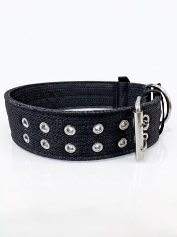 Dayanıklı Köpek Boyun Tasması | Çift Dilli Metal Tokalı (4cm / 5cm) Siyah
