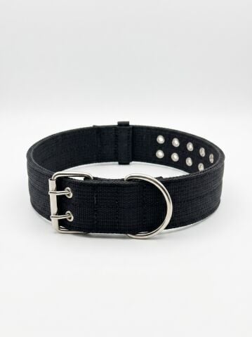 Dayanıklı Köpek Boyun Tasması | Çift Dilli Metal Tokalı (4cm / 5cm) Siyah