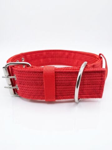 Sağlam Büyük Irk Köpek Boyun Tasması | Çift Dilli (4cm / 5cm) Kırmızı