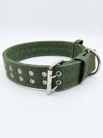 Köpek Boyun Tasması | Ekstra Sağlam Çift Dilli (4cm / 5cm) Haki