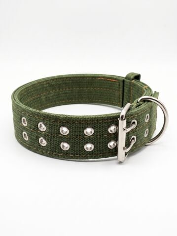 Köpek Boyun Tasması | Ekstra Sağlam Çift Dilli (4cm / 5cm) Haki