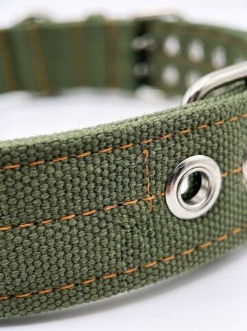 Köpek Boyun Tasması | Ekstra Sağlam Çift Dilli (4cm / 5cm) Haki