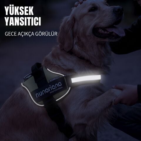 Taktik K9 Köpek Göğüs Tasması - Reflektörlü Tutma Kulplu (Kahverengi) (S-XXL)