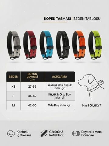 Reflektörlü Köpek Boyun Tasması - Yumuşak Dokulu (Turuncu) (XS-M)