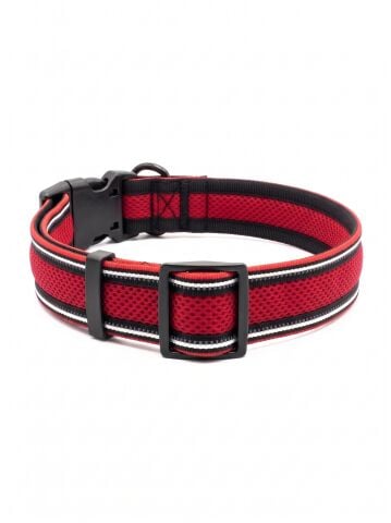 Air Mesh Köpek Tasması - Reflektörlü Yumuşak Nefes Alabilir (Kırmızı)