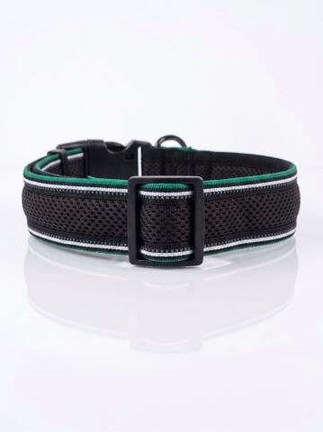 Air Mesh Köpek Boyun Tasması - Ekstra Yumuşak Reflektörlü (Siyah-Yeşil)
