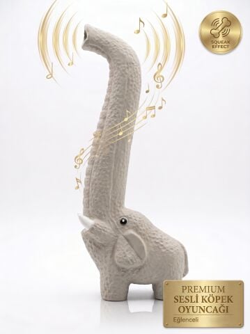 Yumuşak Köpek Isırma ve Diş Kaşıma Oyuncağı - Sesli Fil Figürü (Gri) (22 cm)