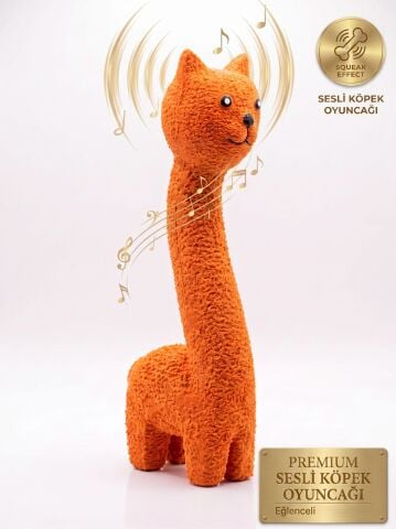 Sesli Köpek Diş Kaşıma Oyuncağı - Yumuşak Çiğneme Figürü (Turuncu) (23 cm)