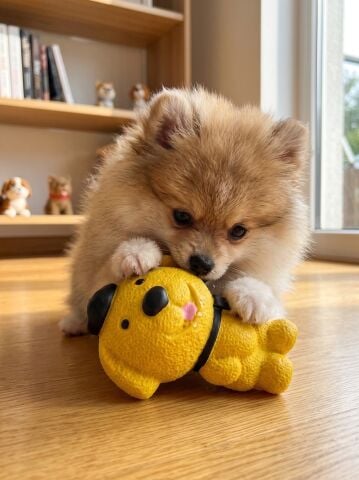 Sesli Köpek Diş Kaşıma Oyuncağı - Esnek Köpek Çiğneme Figürü (Sarı) (15 cm)