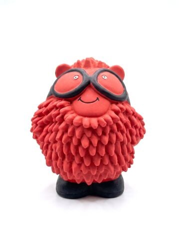 Sesli Köpek Diş Kaşıma Oyuncağı - Tırtıklı Kirpi Çiğneme Figürü (Kırmızı) (14 cm)