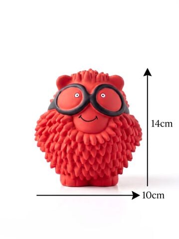 Sesli Köpek Diş Kaşıma Oyuncağı - Tırtıklı Kirpi Çiğneme Figürü (Kırmızı) (14 cm)