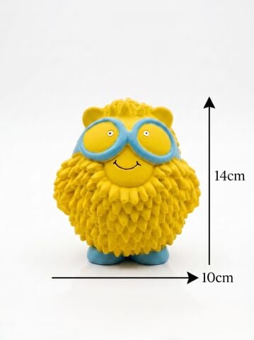 Sesli Köpek Isırma Oyuncağı - Tırtıklı Kirpi Diş Kaşıyıcı (Sarı) (14 cm)