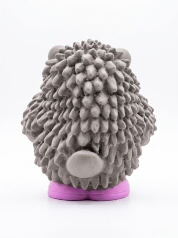 Sesli Köpek Çiğneme Oyuncağı - Tırtıklı Kirpi Diş Kaşıyıcı (Gri) (14 cm)