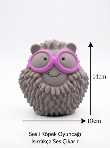 Sesli Köpek Çiğneme Oyuncağı - Tırtıklı Kirpi Diş Kaşıyıcı (Gri) (14 cm)