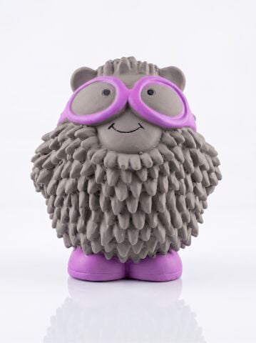 Sesli Köpek Çiğneme Oyuncağı - Tırtıklı Kirpi Diş Kaşıyıcı (Gri) (14 cm)