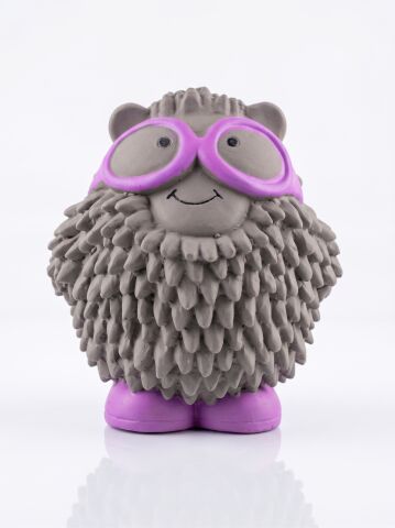 Sesli Köpek Çiğneme Oyuncağı - Tırtıklı Kirpi Diş Kaşıyıcı (Gri) (14 cm)