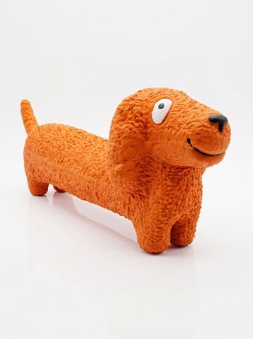Sesli Sosis Köpek Diş Kaşıma Oyuncağı - Uzun Isırma Figürü (Turuncu) (30 cm)