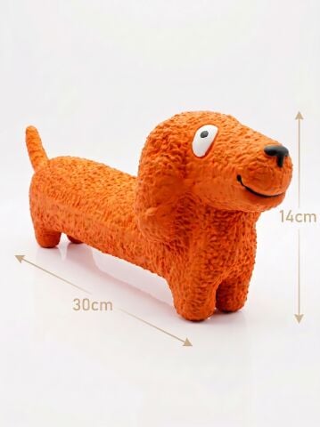 Sesli Sosis Köpek Diş Kaşıma Oyuncağı - Uzun Isırma Figürü (Turuncu) (30 cm)