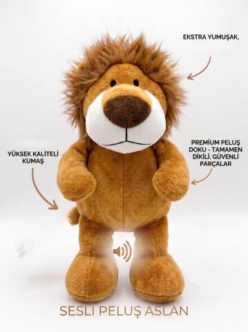 Sesli Aslan Peluş Köpek Oyuncağı 33 cm
