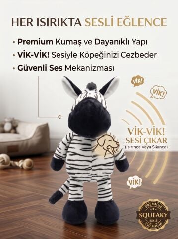 Sesli Zebra Peluş Köpek Oyuncağı 33 cm
