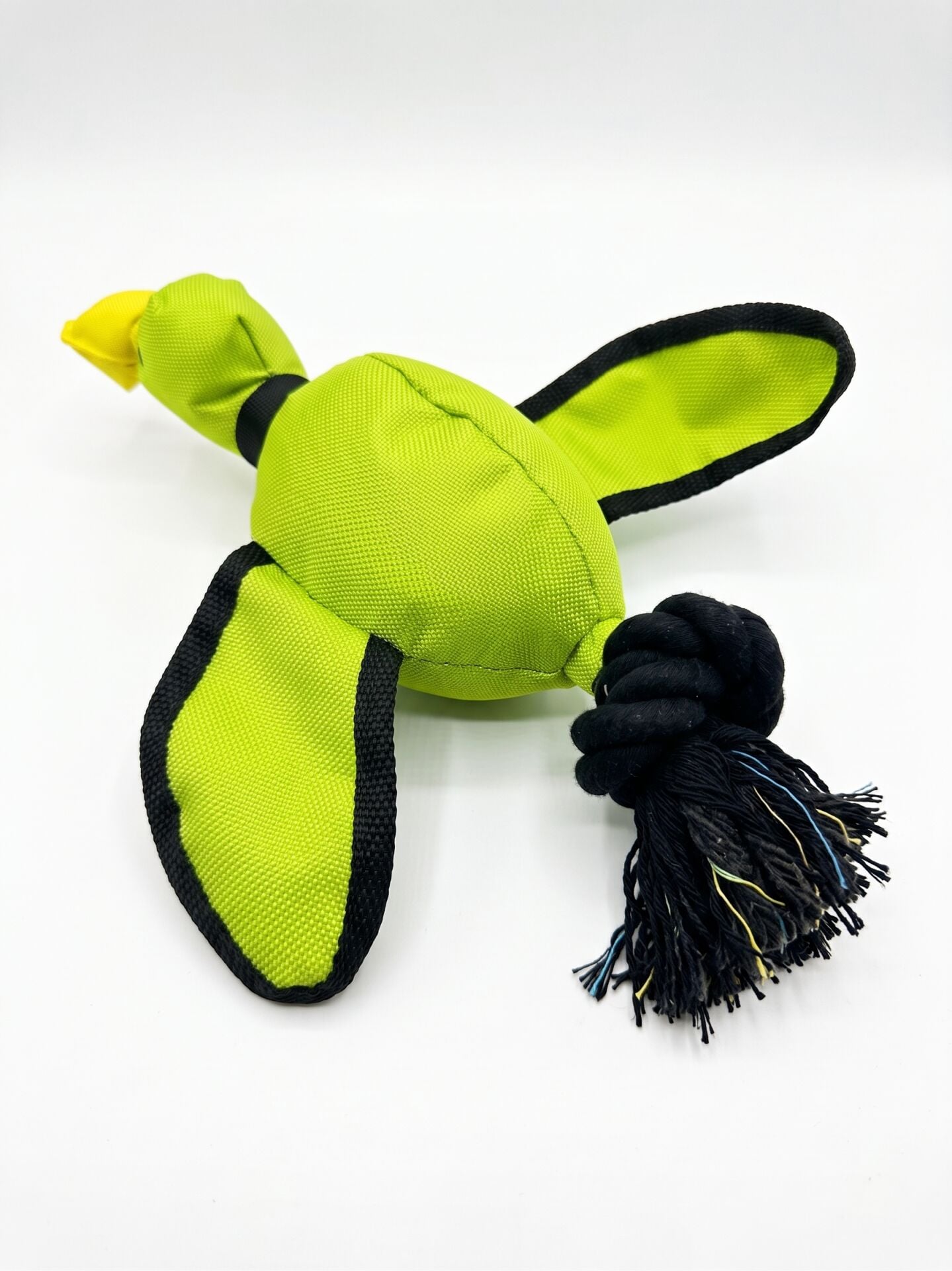 Sesli Ördek Peluş Köpek Oyuncağı - Halat Kuyruklu (Yeşil) (36 cm)