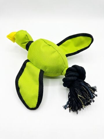 Sesli Ördek Peluş Köpek Oyuncağı - Halat Kuyruklu (Yeşil) (36 cm)