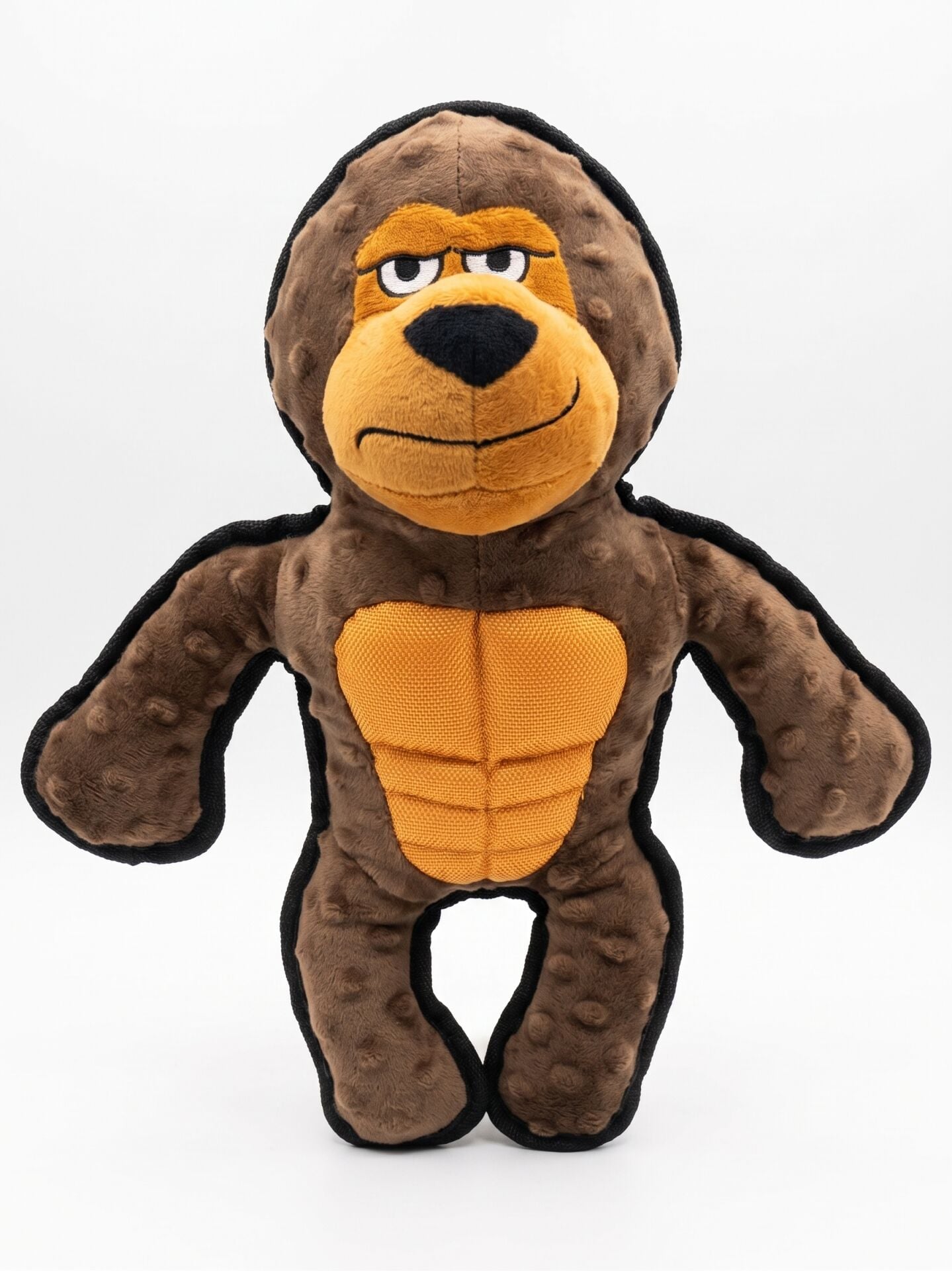 Sesli Goril Peluş Köpek Oyuncağı - Biyeli Kenar (Kahverengi) (35 cm)