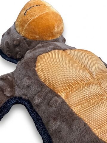 Sesli Goril Peluş Köpek Oyuncağı - Biyeli Kenar (Kahverengi) (35 cm)