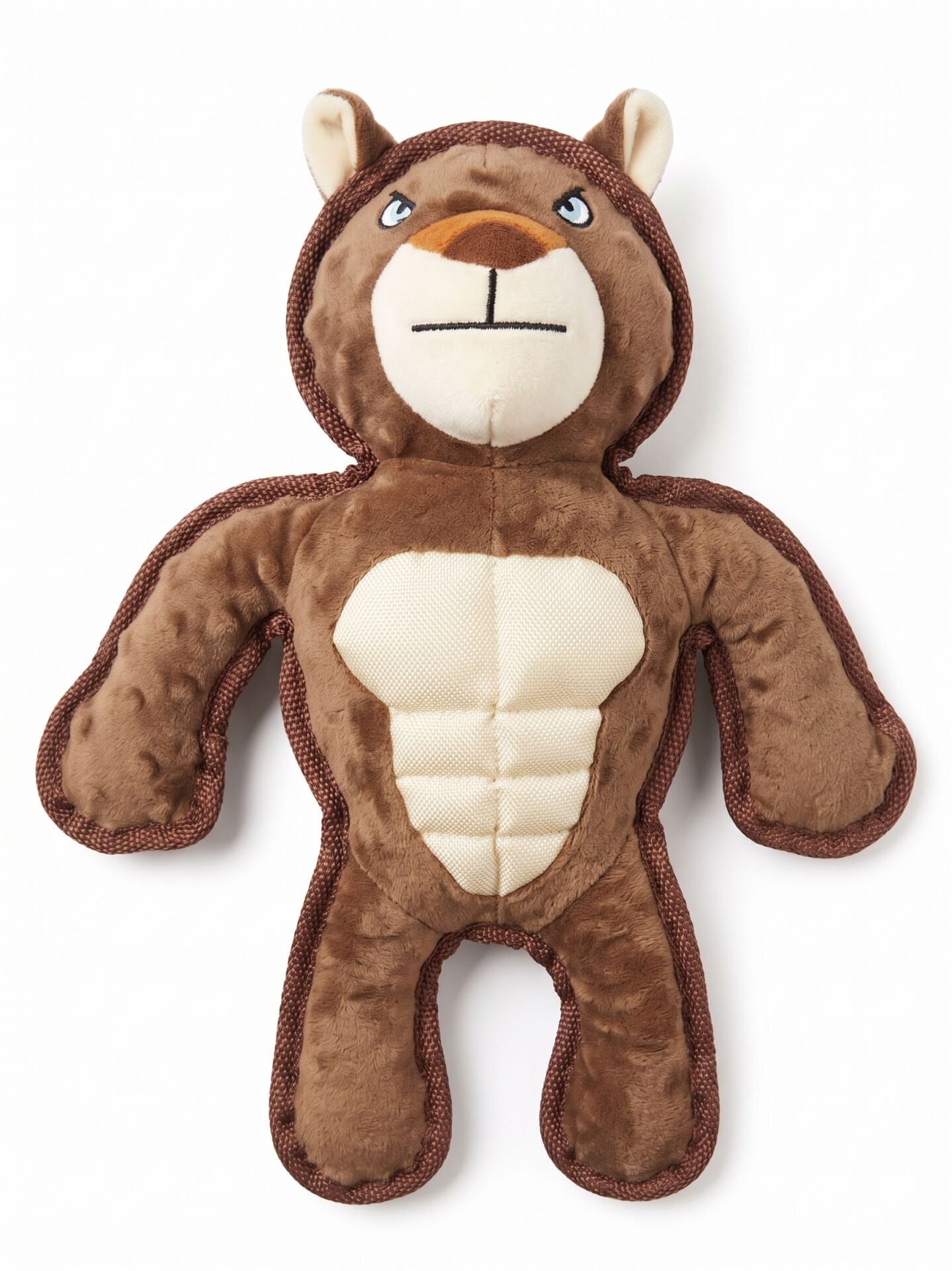 Sesli Ayı Peluş Köpek Oyuncağı - Biyeli Kenar (Kahverengi) (35 cm)