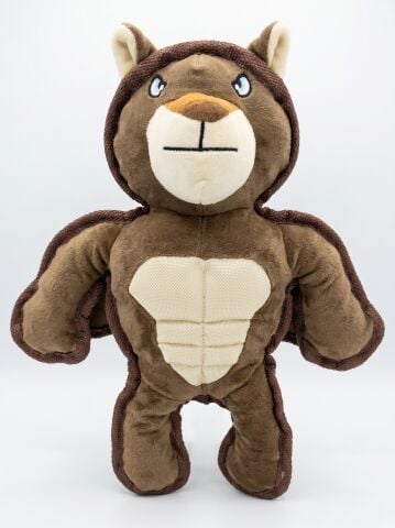 Sesli Ayı Peluş Köpek Oyuncağı - Biyeli Kenar (Kahverengi) (35 cm)