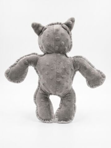 Sesli Kurt Peluş Köpek Oyuncağı - Biyeli Kenar (Gri) (35 cm)
