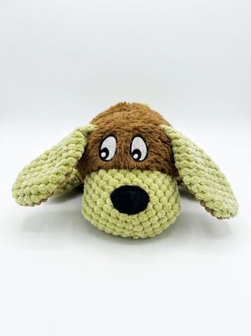 Sesli Peluş Köpek Oyuncağı - Çok Dokulu Yuvarlak Gövde (Kahverengi) (25 cm)