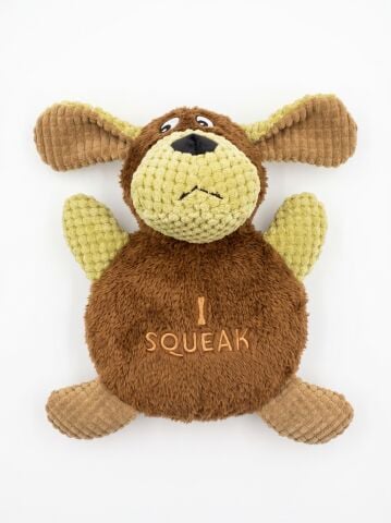 Sesli Peluş Köpek Oyuncağı - Çok Dokulu Yuvarlak Gövde (Kahverengi) (25 cm)