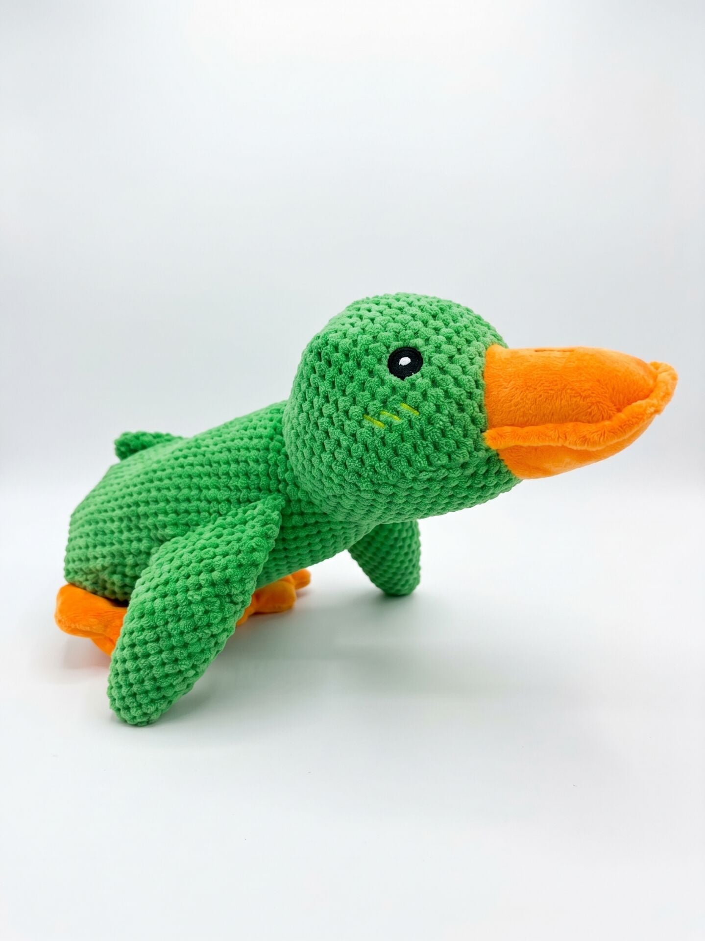 Sesli Ördek Peluş Köpek Oyuncağı - Vakvak Sesli Pütürlü Doku (Yeşil) (43 cm)