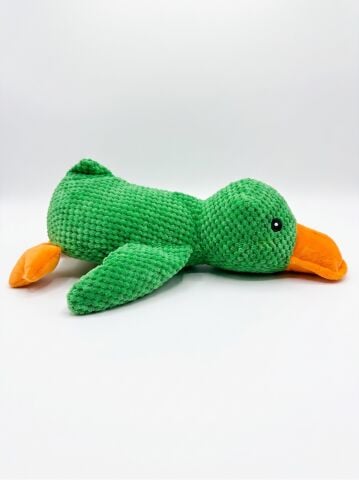 Sesli Ördek Peluş Köpek Oyuncağı - Vakvak Sesli Pütürlü Doku (Yeşil) (43 cm)