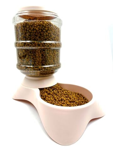 Otomatik Hazneli Kedi Köpek Mama Kabı - Pratik Üstten Dolum (Pembe) (3500 ml)