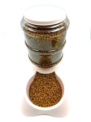 Otomatik Hazneli Kedi Köpek Mama Kabı - Pratik Üstten Dolum (Pembe) (3500 ml)