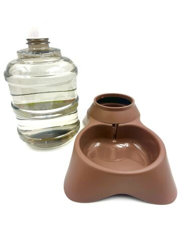 Otomatik Hazneli Kedi Köpek Su Kabı - Yerçekimli Su Sebili (Kahverengi) (3500 ml)
